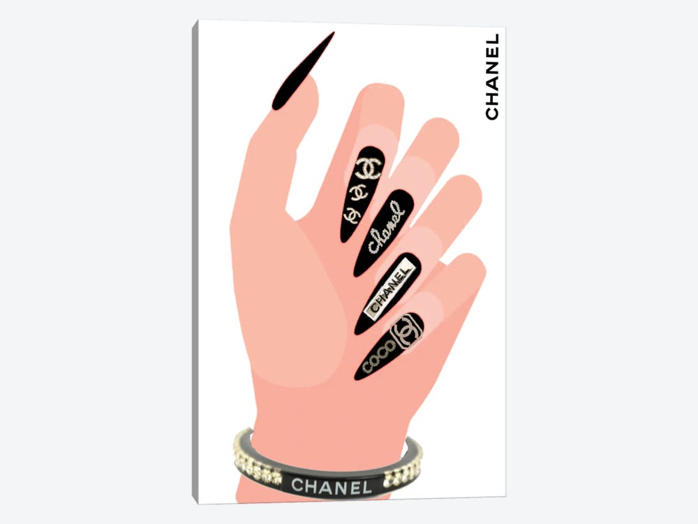 Chanel Black Stiletto Nail Art by Julie Schreiber 1-piece Canvas Artwork