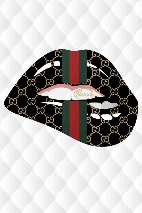 Gucci Black Logo Gold Tooth Lips