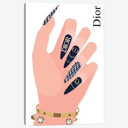 Dior Stiletto Nails With Nail Art Canvas Print #JUE184} by Julie Schreiber Canvas Art Print