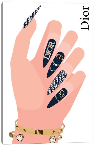 Dior Stiletto Nails With Nail Art Canvas Art Print - Julie Schreiber