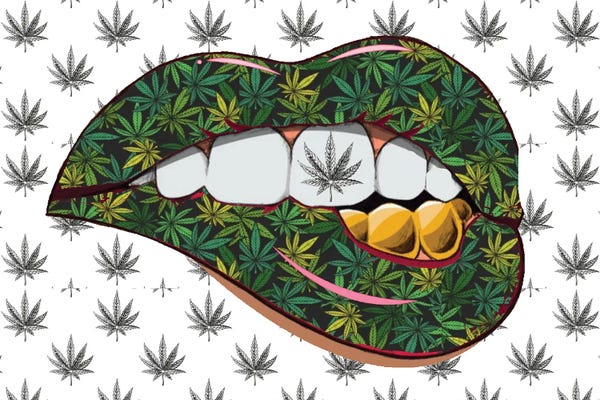 Floral & Botanical Patterns: Cannabis Marijuana Lips by Julie Schreiber
