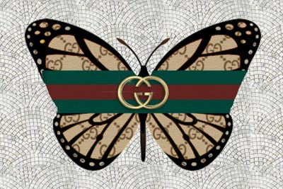 Gucci Brown Butterfly by Julie Schreiber framed canvas print