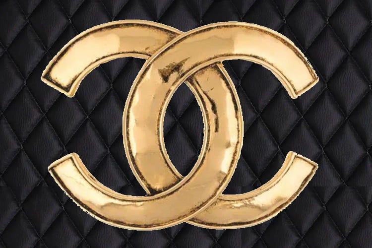 Julie Schreiber Canvas Art Prints - Chanel Gold Quilted Logo ( Fashion > Fashion Brands > Chanel art) - 40x60 in