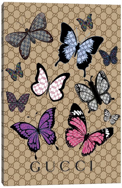 Gucci Butterflies Canvas Art Print - Animal Typography