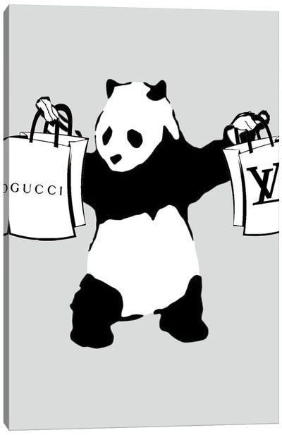 Gucci And Louis Vuitton Panda With Guns Canvas Art Print - Similar to Banksy