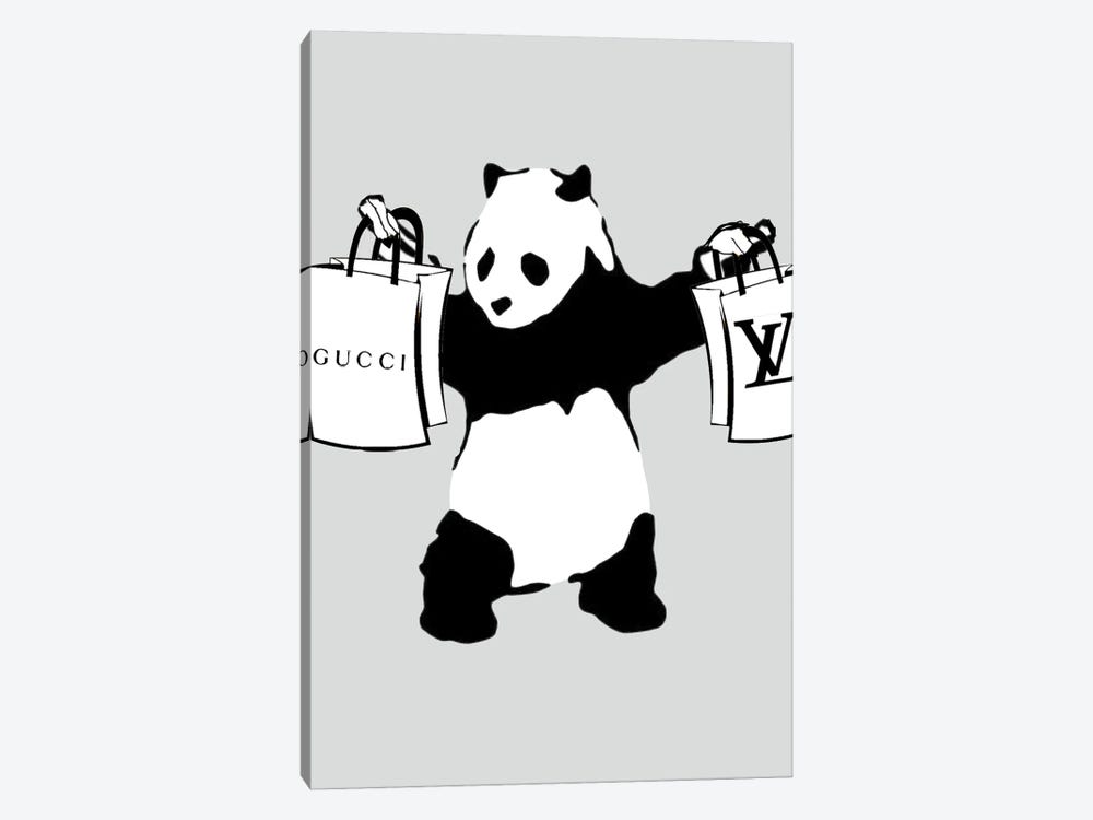 Gucci And Louis Vuitton Panda With Guns by Julie Schreiber 1-piece Canvas Art