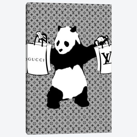 Old Flower Pattern Shopping Bag Panda With Guns Canvas Print #JUE202} by Julie Schreiber Canvas Art Print