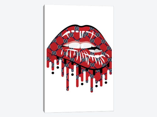 Gucci Logo Dripping Lips Canvas Print by Julie Schreiber | iCanvas