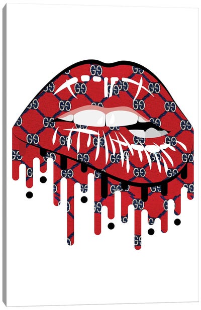 Gucci Logo Dripping Lips Canvas Art Print - Gucci Art