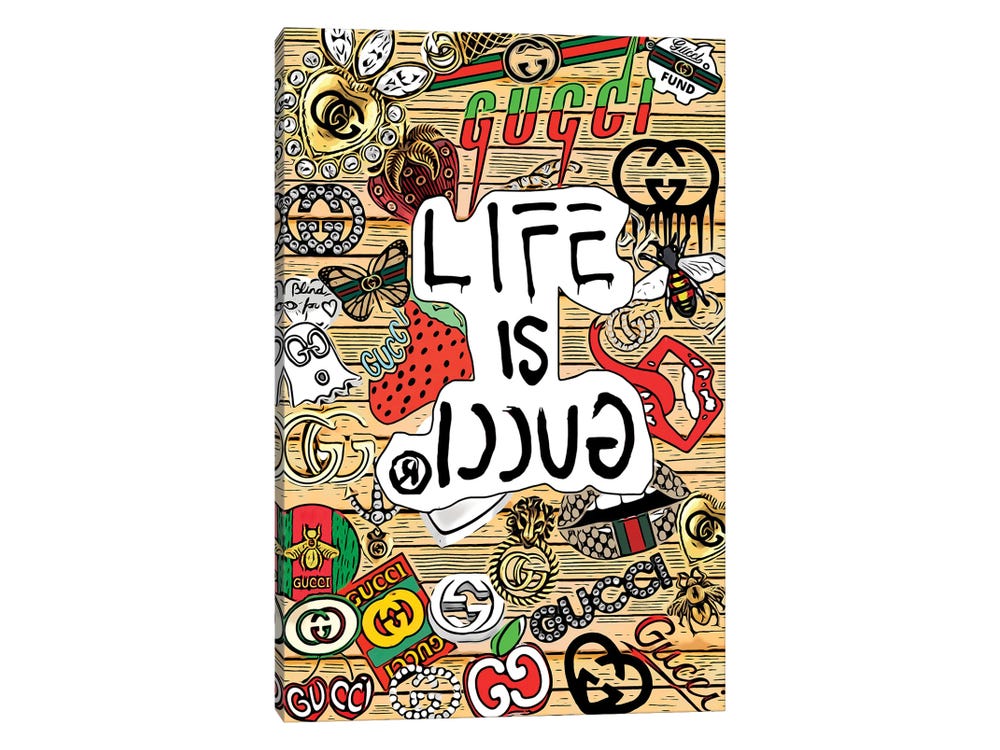Life Is Gucci Logo Canvas Print by Julie Schreiber