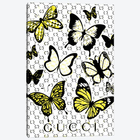 Gucci Butterflies Abstract Yellow Canvas Print #JUE214} by Julie Schreiber Art Print