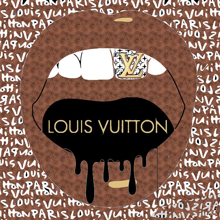 Louis Vuitton Logo Lips Pattern on Cement by Julie Schreiber Fine Art Paper Print ( Fashion > Fashion Brands > Louis Vuitton art) - 16x24x.25