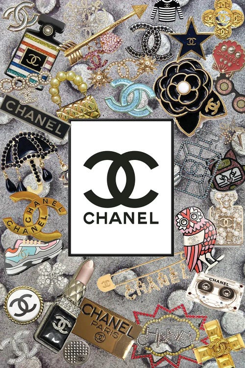 Chanel and More Dripping Logos by Julie Schreiber Fine Art Paper Print ( Fashion > Fashion Brands > Louis Vuitton art) - 24x16x.25