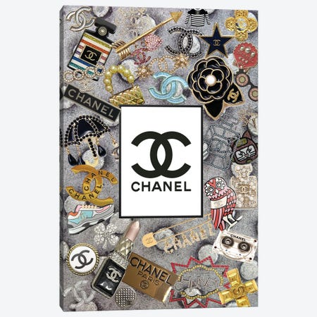 Chanel Gold Quilted Logo Canvas Wall Art by Julie Schreiber