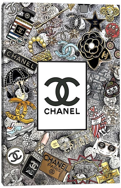 Chanel Logos Drawing Canvas Art Print - Perfume Bottle Art