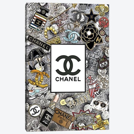 Chanel Logos Drawing Canvas Print #JUE217} by Julie Schreiber Art Print
