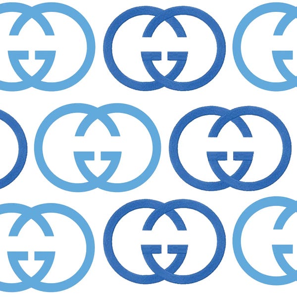 Gucci: Gucci Blue Logo by Julie Schreiber