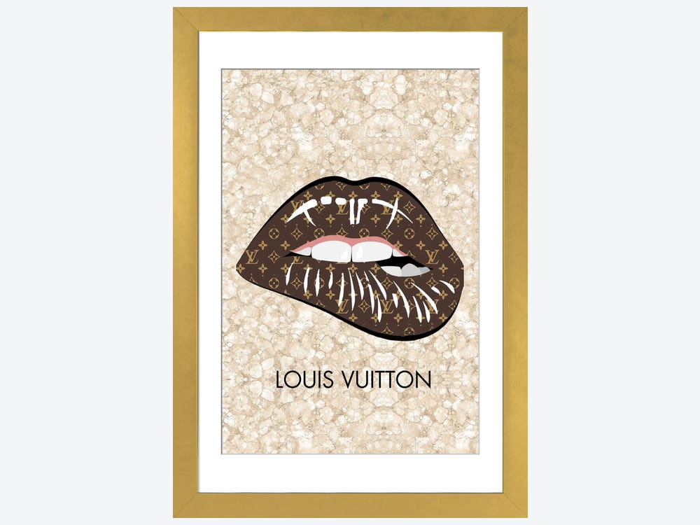 Bling Louis Vuitton Logo Lips Pattern by Julie Schreiber Fine Art Paper Print ( Fashion > Fashion Brands > Louis Vuitton art) - 24x16x.25