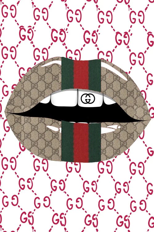 Gucci Red Logo Lips Canvas Art Print by Julie Schreiber | iCanvas