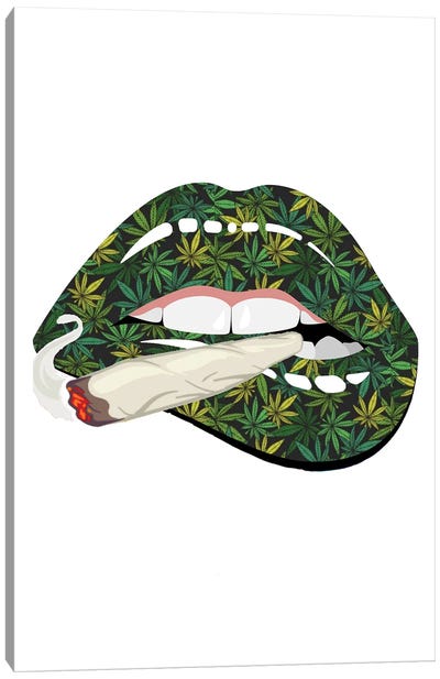 Cannabis Lips Canvas Art Print - Marijuana Art