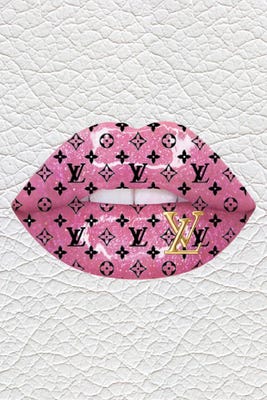 Louis Vuitton Pink Glitter Lips Canvas Art, Julie Schreiber