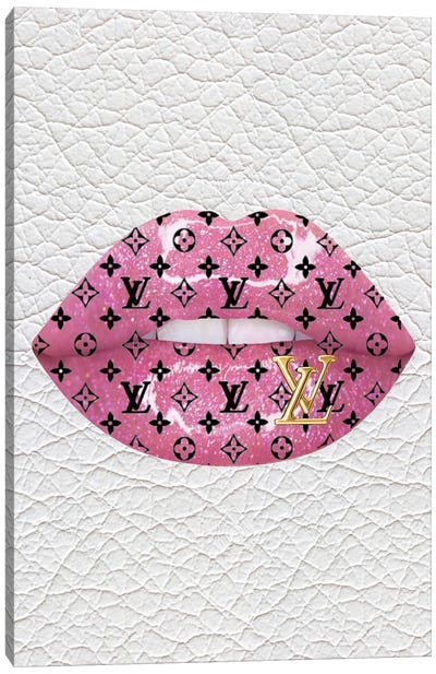 Louis Vuitton Pink Glitter Lips Canvas Art Print - Lips Art