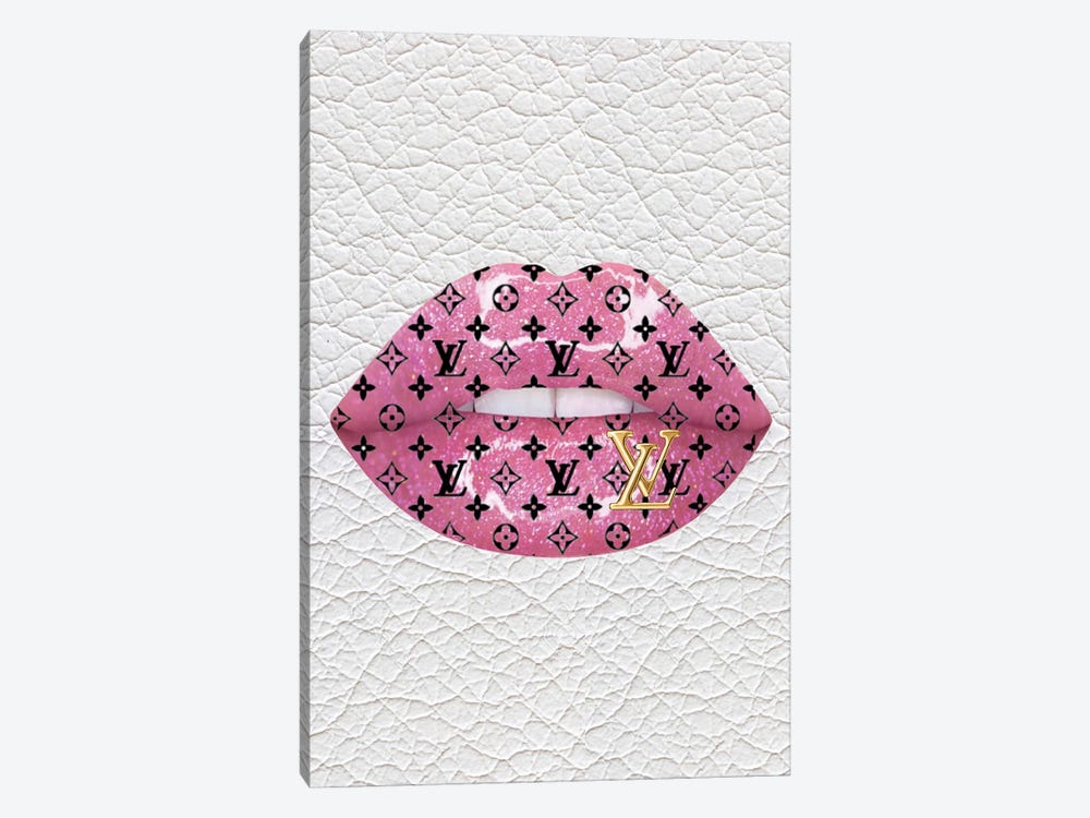 Louis Vuitton Pink Glitter Lips by Julie Schreiber 1-piece Canvas Print