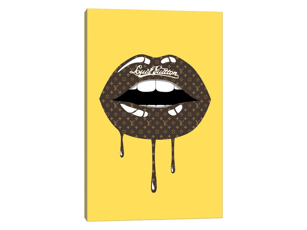 Louis Vuitton Dripping Lips - Canvas Print Wall Art by Julie Schreiber ( Fashion > Fashion Brands > Louis Vuitton art) - 12x8 in