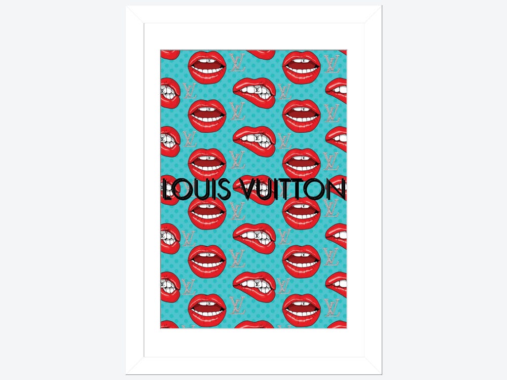 Framed Canvas Art (Champagne) - Louis Vuitton Logo Pop Art by Julie Schreiber ( Fashion > Fashion Brands > Louis Vuitton art) - 26x18 in