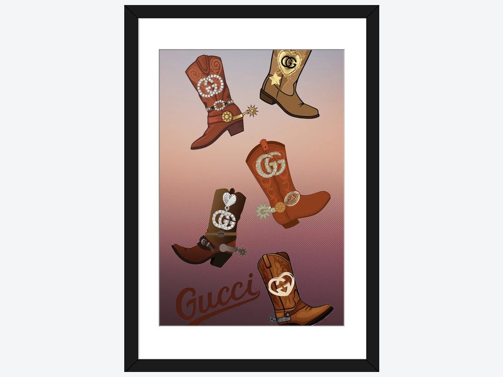 Gucci Cowboy Boots Canvas Print by Julie Schreiber