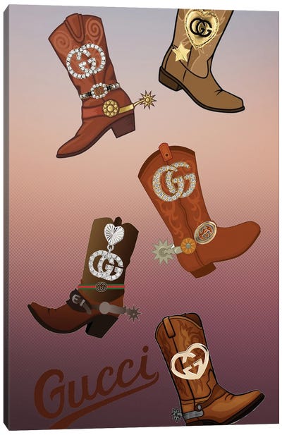 Gucci Cowboy Boots Canvas Art Print - Julie Schreiber