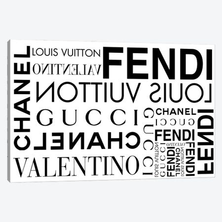 Framed Canvas Art - Designer Stiletto Nails Featuring Gucci, Louis Vuitton, Chanel, Fendi, and Hermes by Julie Schreiber ( Fashion > Fendi art) 