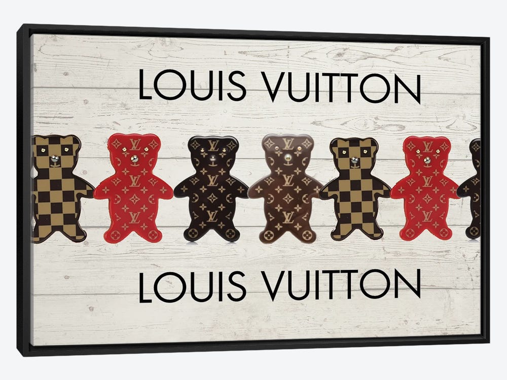 Framed Canvas Art - Louis Vuitton Bears by Julie Schreiber ( Fashion > Fashion Brands > Louis Vuitton art) - 18x26 in
