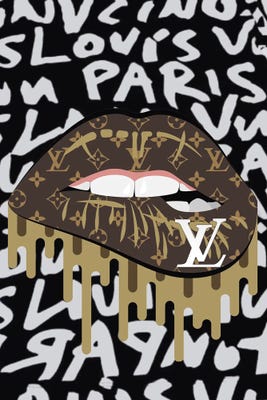 Julie Schreiber Canvas Prints - Louis Vuitton Dripping Lips White ( Fashion > Fashion Brands > Louis Vuitton art) - 26x18 in