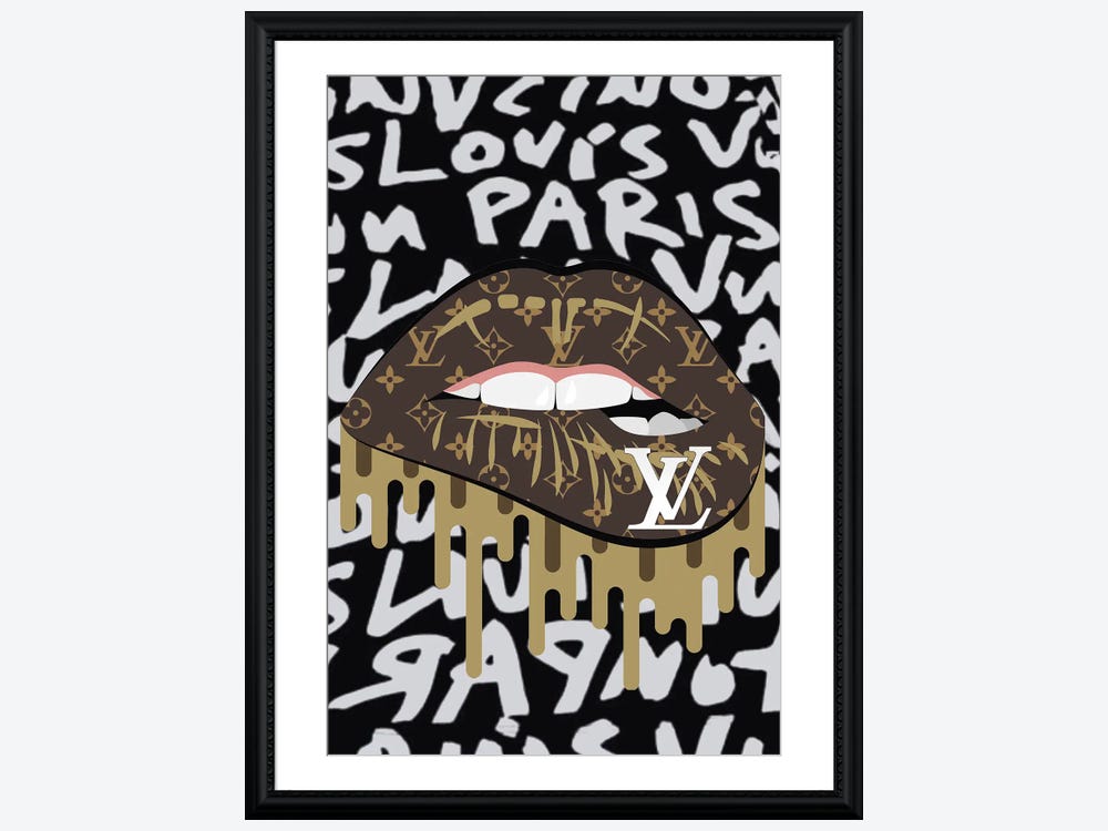 Louis Vuitton Gold Lips Canvas Art by Julie Schreiber