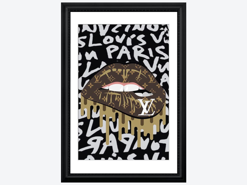Bling Louis Vuitton Logo Lips Pattern - Canvas Print Wall Art by Julie Schreiber ( Fashion > Fashion Brands > Louis Vuitton art) - 12x8 in