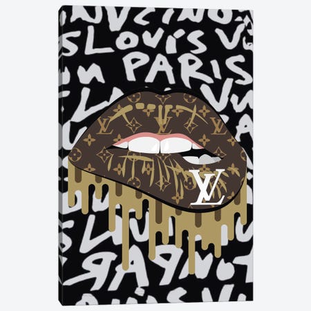Louis Vuitton Graffiti Lips Canvas Print #JUE74} by Julie Schreiber Canvas Wall Art