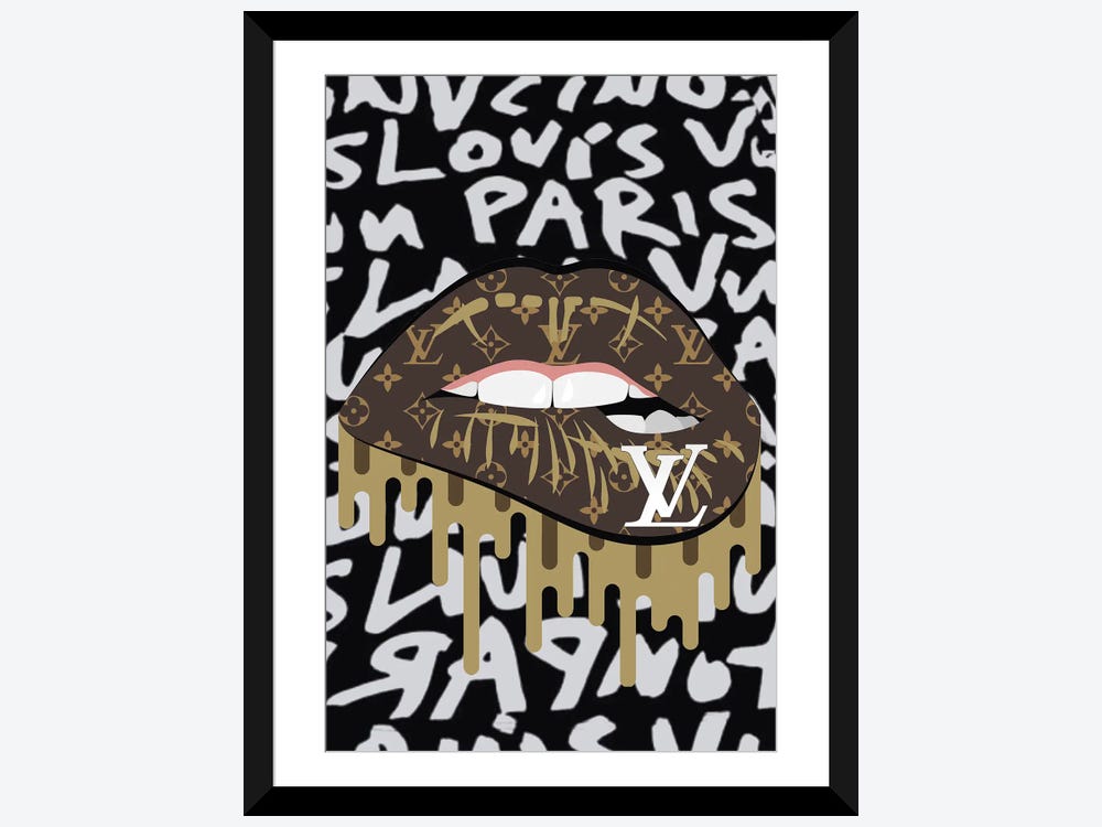 Framed Poster Prints - Louis Vuitton Graffiti Lips by Julie Schreiber ( Fashion > Fashion Brands > Louis Vuitton art) - 32x24x1