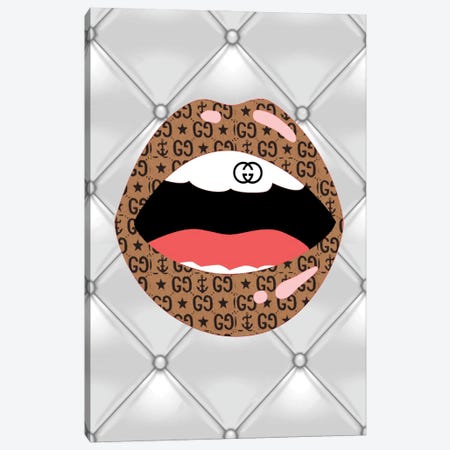 Julie Schreiber Canvas Art Prints - Louis Vuitton Logo Lips Pattern Square ( Fashion > Fashion Brands > Louis Vuitton art) - 37x37 in