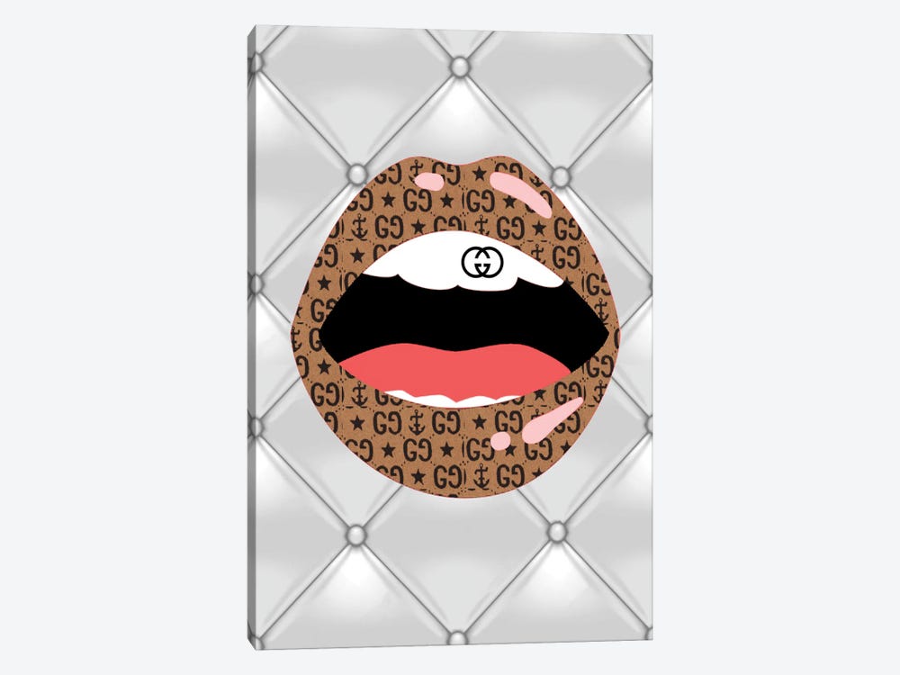 Gucci Brown Lips by Julie Schreiber 1-piece Canvas Print