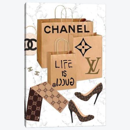 Designer Shopping Trip At Gucci, Chanel, & Louis Vuitton Canvas Print #JUE87} by Julie Schreiber Canvas Art Print
