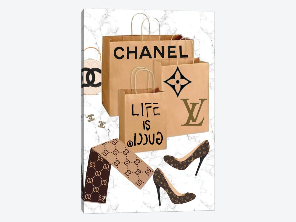 Designer Shopping Trip At Gucci, Chanel, & Louis Vuitton by Julie Schreiber 1-piece Canvas Artwork