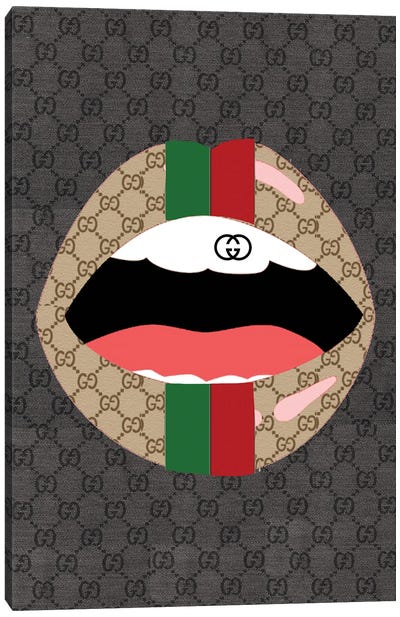 Gucci Black Logo Lips Canvas Art Print - Julie Schreiber