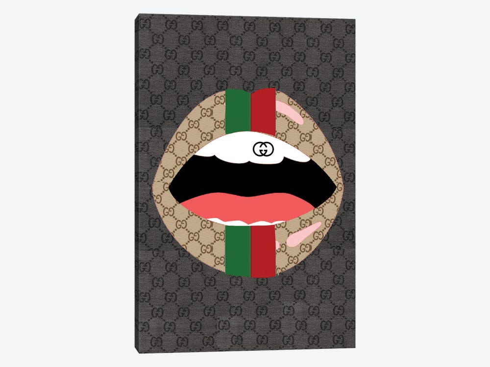 Gucci Black Logo Lips by Julie Schreiber 1-piece Canvas Art
