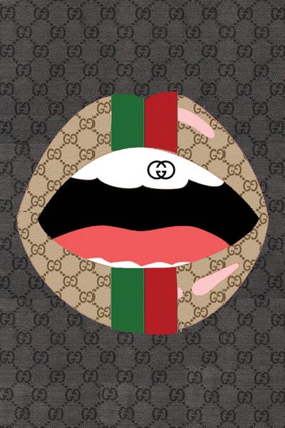 Gucci: Gucci Black Logo Lips by Julie Schreiber