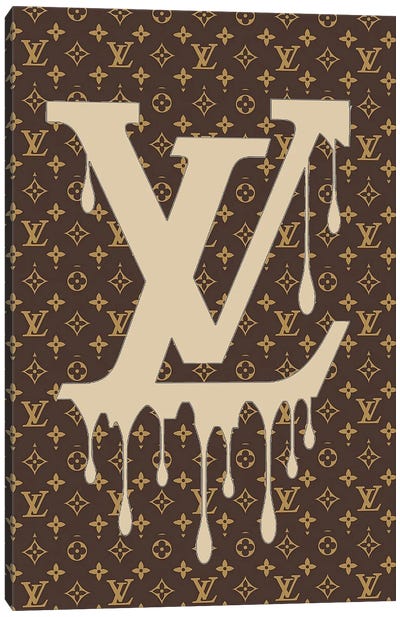 Louis Vuitton Dripping Logo Pattern Canvas Art Print - Fashion Typography