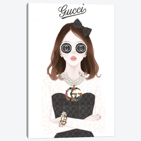 Cece Guidi Canvas Wall Decor Prints - Girl Wearing A Gucci Snake Dress ( Fashion > Fashion Brands > Gucci art) - 40x26 in