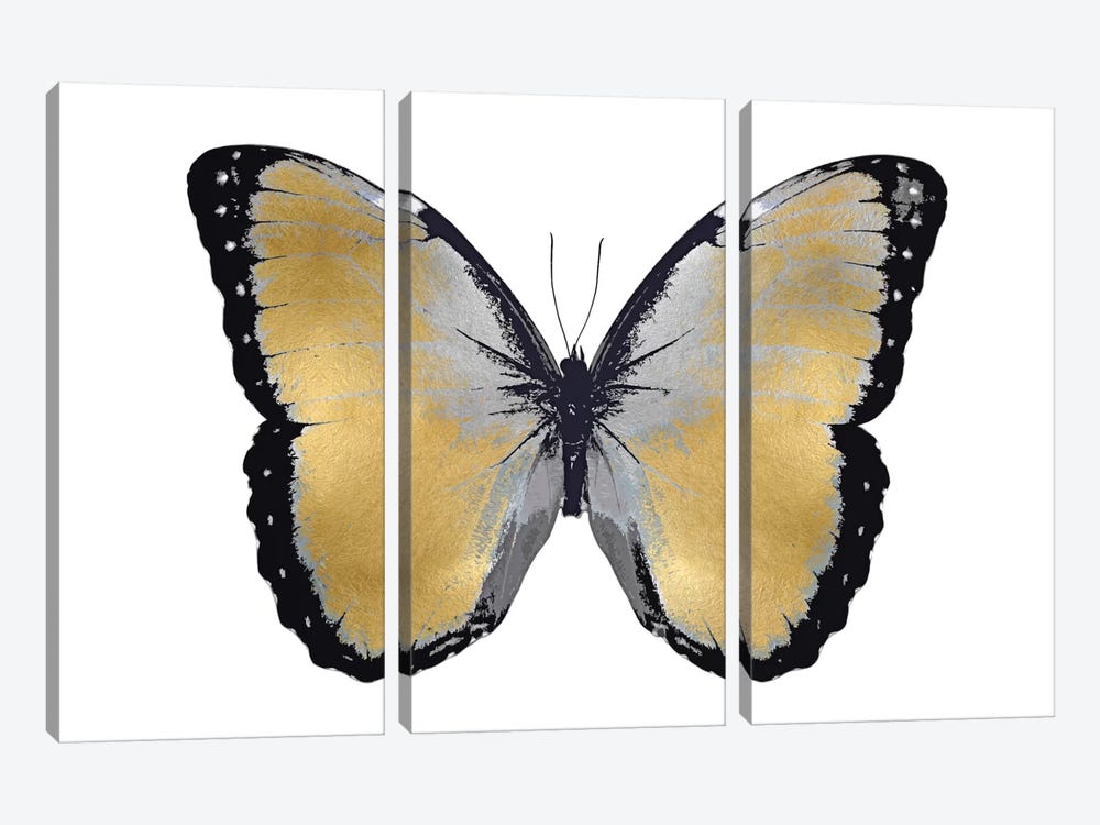 Butterfly In Metallic I by Julia Bosco 3-piece Canvas Wall Art