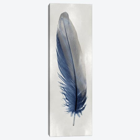Blue Feather On Silver I Canvas Print #JUL53} by Julia Bosco Canvas Wall Art