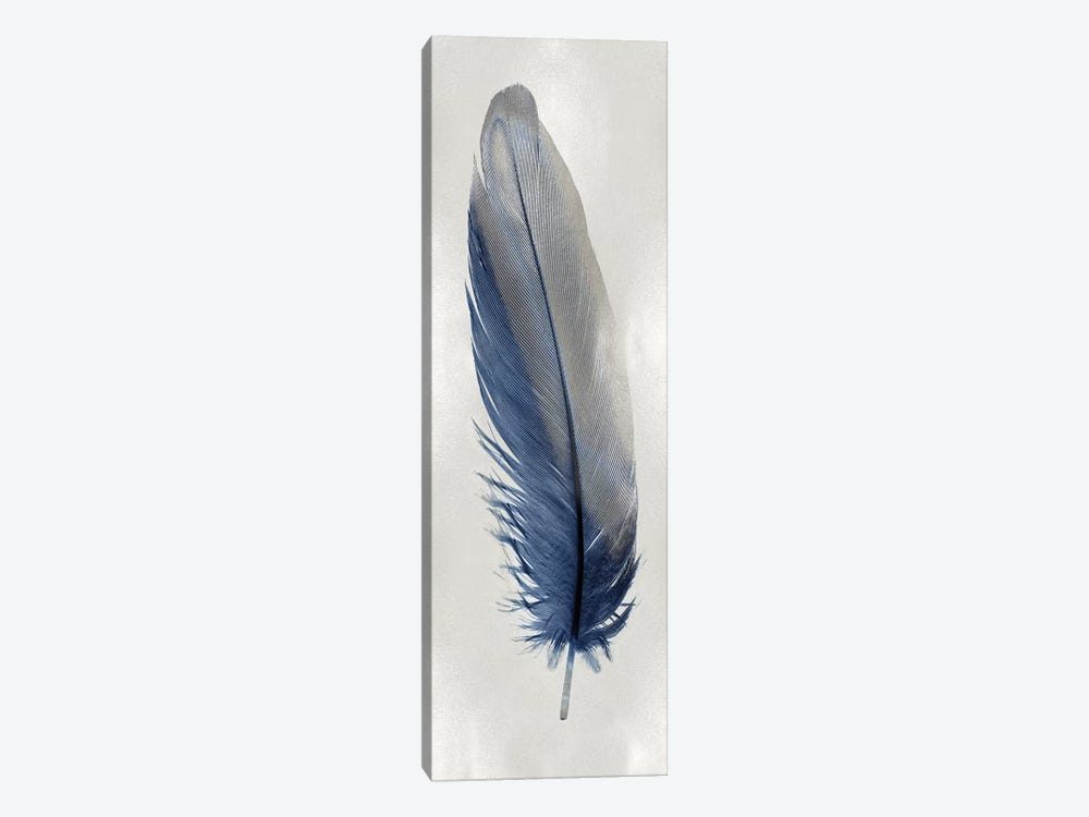 Blue Feather On Silver I by Julia Bosco 1-piece Canvas Print